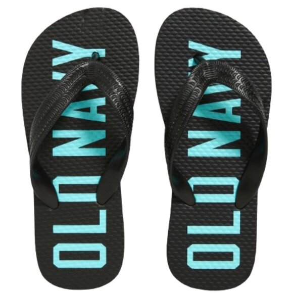 Old Navy Boys Black Jack with Blue Logo Printed Flip-Flop Sandals - Picture 1 of 1